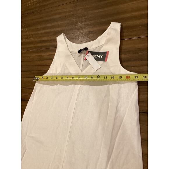 DKNY Linen V Neck long Maxi shift  Dress white sleeveless extra small nwt - Picture 2 of 8